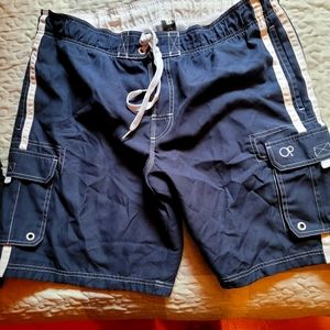 OP mens, L 36-38  size, long swim trunks, blue
